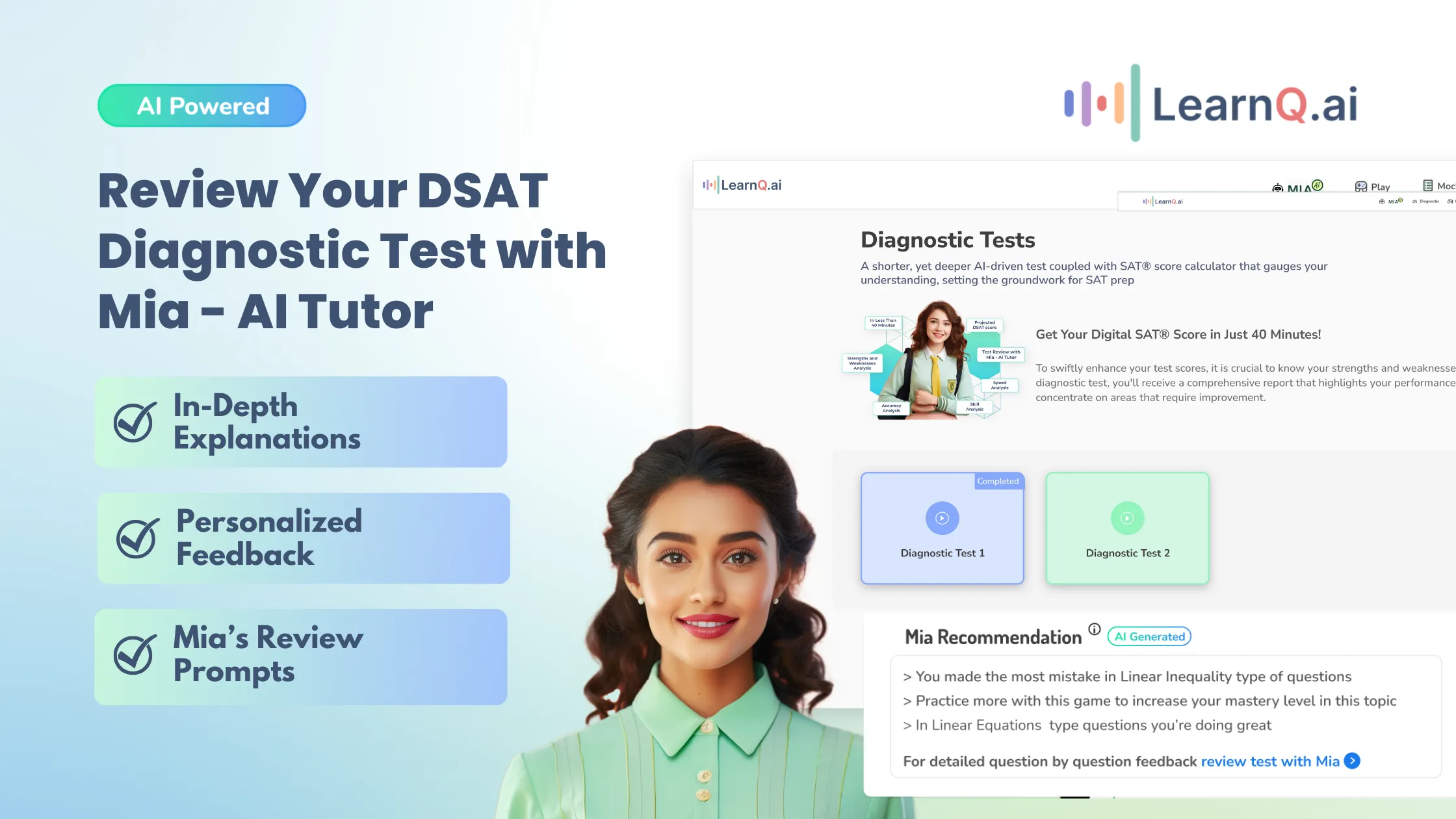 Analyze Diagnostic Test Results with AI Tutor Mia by LearnQ.ai