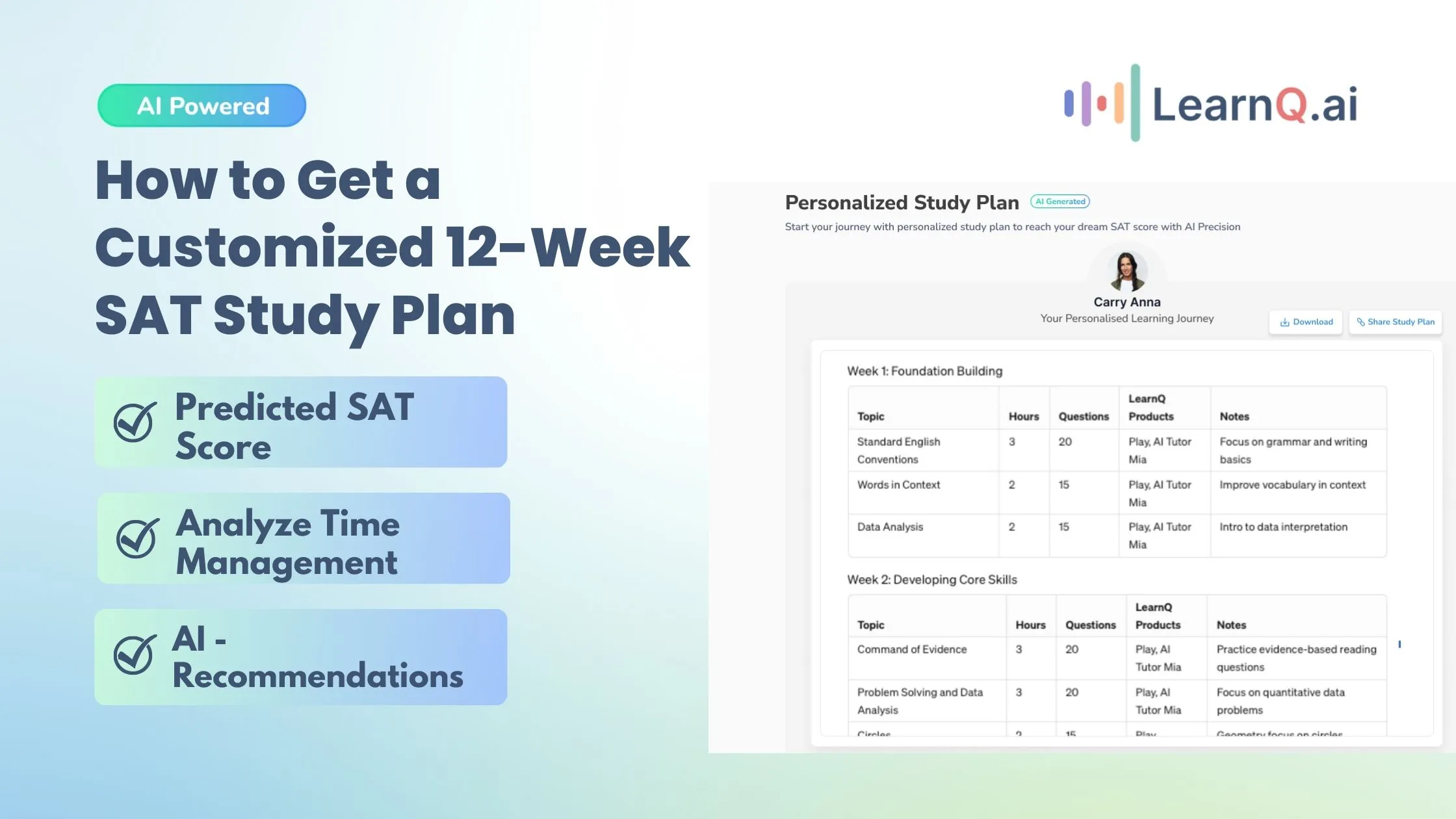 Get Your 12-Week SAT Study Plan from LearnQ.ai