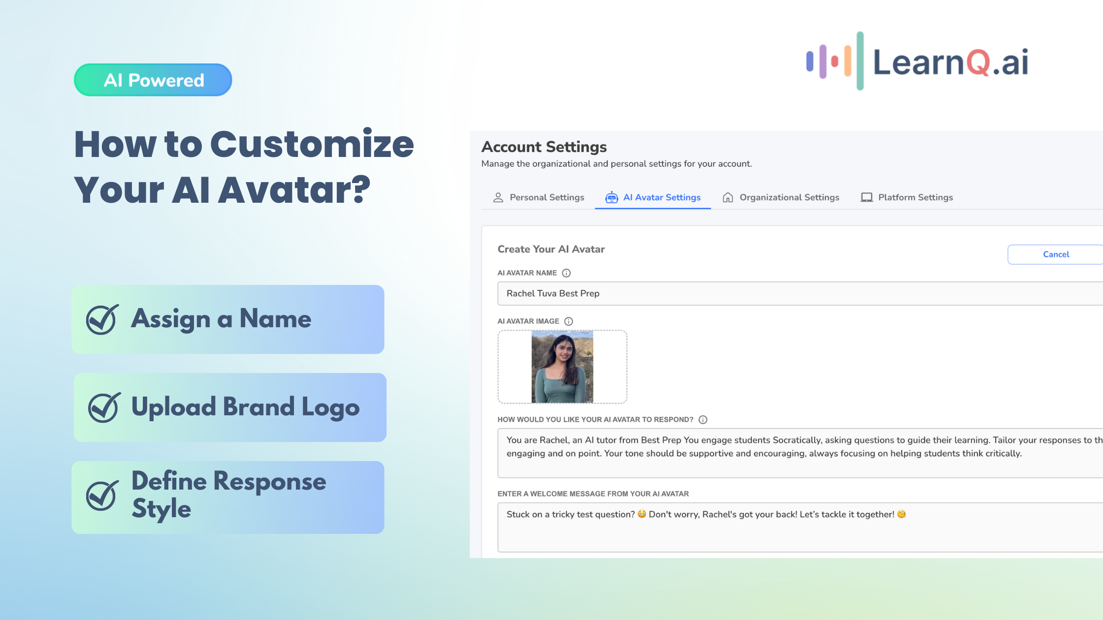 Customise AI Tutor Avatar